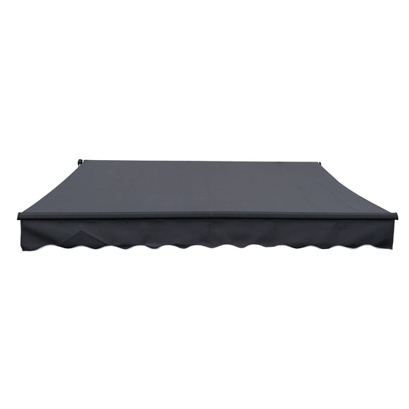 Aleko Motorized Retractable Black Frame Patio Awning 16 x 10 Feet - Charcoal Gray