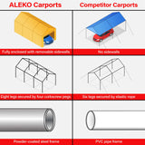 Aleko Heavy Duty Outdoor Canopy Carport Tent - 10 X 20 FT - Gray
