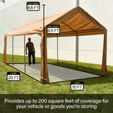 Aleko Heavy Duty Outdoor Canopy Carport Tent - 10 X 20 FT - Gray