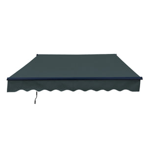 Aleko Retractable Motorized Patio Awning – Black Frame – 20 x 10 Feet – Forest Green