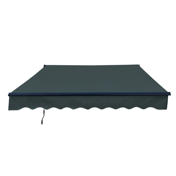 Aleko 16 x 10 ft. Retractable Motorized Patio Awning – Black Frame – Forest Green Fabric