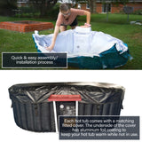 Aleko Oval Inflatable Jetted Hot Tub with Drink Tray and Cover - 2 Person - 145 Gallon - Black and White