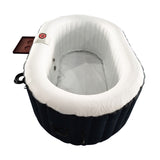 Aleko Oval Inflatable Jetted Hot Tub with Drink Tray and Cover - 2 Person - 145 Gallon - Black and White