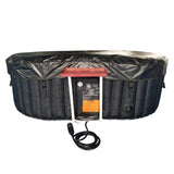 Aleko Oval Inflatable Jetted Hot Tub with Drink Tray and Cover - 2 Person - 145 Gallon - Black and White
