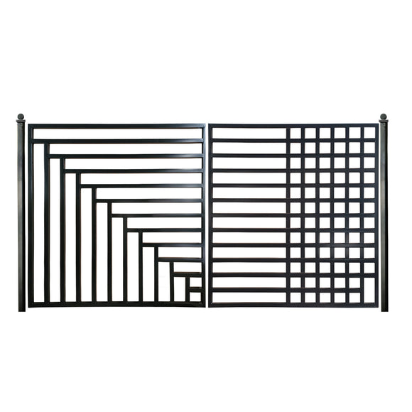Aleko Steel Dual Swing Driveway Gate - Kyiv Style - 12 x 6 Feet - DG12KYIVD-AP