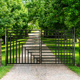 Aleko Steel Dual Swing Driveway Gate - Kyiv Style - 14 x 6 Feet - DG14KYIVD-AP