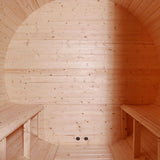 Aleko Outdoor White Finland Pine Traditional Barrel Sauna with Black Accents - 3-4 Person Capacity SB4PINEBLK-AP