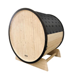 Aleko Outdoor White Finland Pine Traditional Barrel Sauna with Black Accents - 3-4 Person Capacity SB4PINEBLK-AP