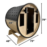 Aleko Outdoor White Finland Pine Traditional Barrel Sauna with Black Accents - 3-4 Person Capacity SB4PINEBLK-AP