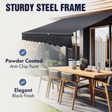 Aleko Retractable Motorized Patio Awning – Black Frame – 20 x 10 Feet – Forest Green