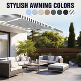 Aleko 10 x 8 ft. Retractable Patio Awning – Black Frame – Sky Blue Fabric