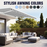 Aleko Retractable White Frame Patio Awning - 12 x 10 Feet - Forest Green
