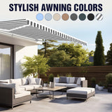 Aleko Motorized Retractable Black Frame Patio Awning 16 x 10 Feet - Charcoal Gray