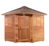Aleko Canadian Red Cedar Wet Dry Outdoor Sauna with Asphalt Roof - 8 kW UL Certified Heater - 8 Person