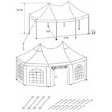 Aleko Heavy Duty Octagonal Outdoor Canopy Event Tent with Windows - 20 X 14 FT - White
