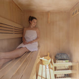Aleko Canadian Hemlock Indoor Wet Dry Sauna with LED Lights - 4.5 kW UL Certified Heater - 4-6 Person STHE4INNY-AP
