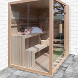 Aleko Canadian Hemlock Indoor Wet Dry Sauna with LED Lights - 4.5 kW UL Certified Heater - 4-6 Person STHE4INNY-AP