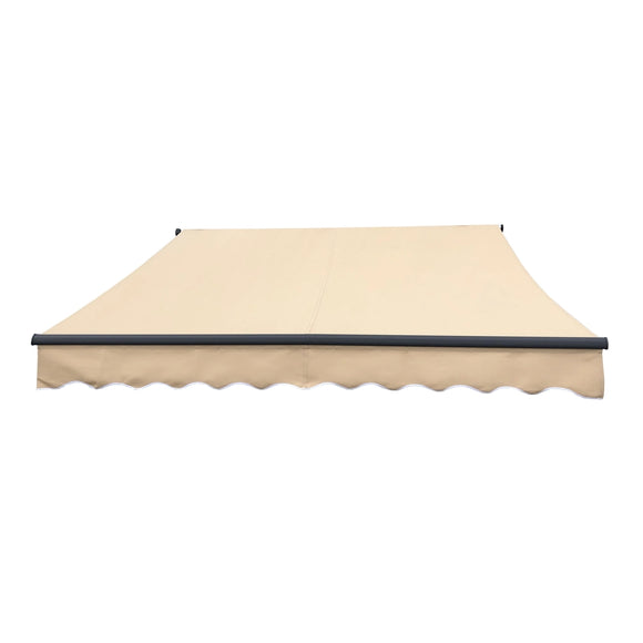 Aleko Retractable Black Frame Patio Awning 10 x 8 Feet - Light Beige