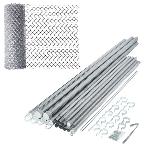 Aleko Galvanized Steel Chain Link Fence - Complete Kit - 5 x 50 Feet - 11.5 AW Gauge