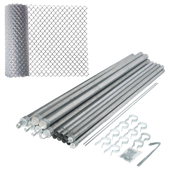 Aleko Galvanized Steel Chain Link Fence - Complete Kit - 4 x 50 Feet - 12.5 AW Gauge