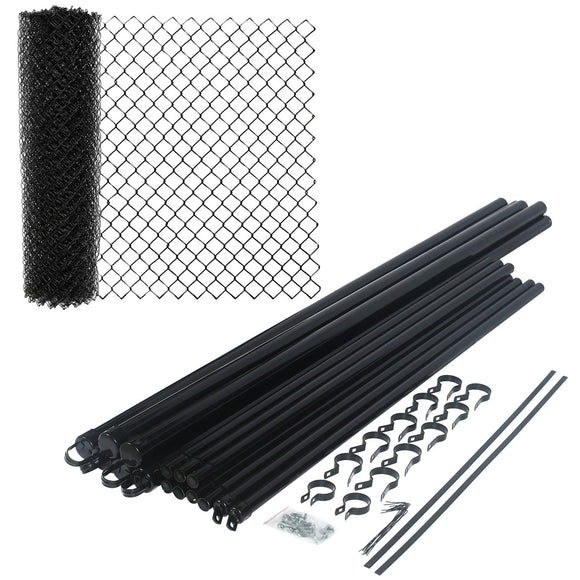 Aleko Galvanized Steel Chain Link Fence – Complete Kit – 6x50 ft. – 9.5 AW Gauge - Black