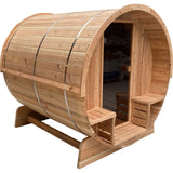 Aleko Outdoor Rustic Cedar Barrel Steam Sauna - Front Porch Canopy - UL Certified - 4 Person SB4CED-AP