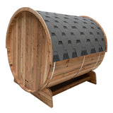 Aleko Outdoor Rustic Cedar Barrel Steam Sauna - Front Porch Canopy - UL Certified - 4 Person SB4CED-AP