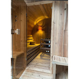 Aleko Outdoor Rustic Cedar Barrel Steam Sauna - Front Porch Canopy - UL Certified - 4 Person SB4CED-AP