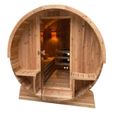 Aleko Outdoor Rustic Cedar Barrel Steam Sauna - Front Porch Canopy - UL Certified - 4 Person SB4CED-AP