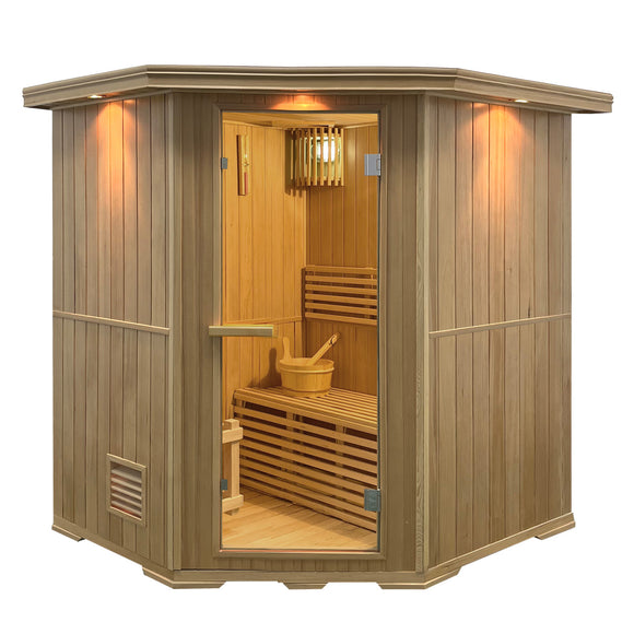 Aleko Canadian Hemlock Wet Dry Indoor Sauna - 6 kW UL Certified Heater - 6 Person SKD6HEM-AP