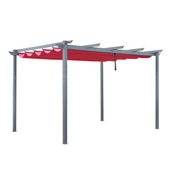 Aleko Aluminum Outdoor Retractable Canopy Pergola - 13 x 10 Ft - Burgundy Color PERGBURG10X13-AP Supplies and Accessories