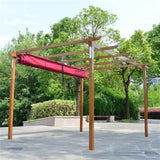 Aleko Aluminum Outdoor Retractable Pergola with Solar Powered LED Lamps and Wooden Finish - 13 x 10 Ft - Burgundy PERG10X13LBG-AP Supplies 