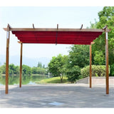 Aleko Aluminum Outdoor Retractable Pergola with Solar Powered LED Lamps and Wooden Finish - 13 x 10 Ft - Burgundy PERG10X13LBG-AP Supplies 