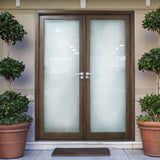 Aleko Aluminum Square Top Minimalist Glass-Panel Interior Double Door with Frame - 84 x 96 inches - Chestnut ALD8496W10-AP Aluminum Square