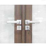 Aleko Aluminum Square Top Minimalist Glass-Panel Interior Double Door with Frame - 84 x 96 inches - Chestnut ALD8496W10-AP Aluminum Square