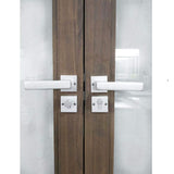 Aleko Aluminum Square Top Minimalist Glass-Panel Interior Double Door with Frame - 84 x 96 inches - Chestnut ALD8496W10-AP Aluminum Square