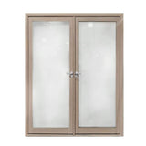 Aleko Aluminum Square Top Minimalist Glass-Panel Interior Double Door with Frame - 84 x 96 inches - Light Walnut ALD8496W09-AP Aluminum 