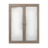 Aleko Aluminum Square Top Minimalist Glass-Panel Interior Double Door with Frame - 84 x 96 inches - Light Walnut ALD8496W09-AP Aluminum 
