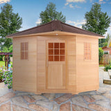 Aleko Canadian Hemlock Wet Dry Outdoor Sauna with Asphalt Roof - 6 kW ETL Certified Heater - 5 Person SKD5HEM-AP Aleko Outdoor Saunas