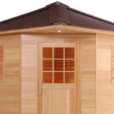 Aleko Canadian Hemlock Wet Dry Outdoor Sauna with Asphalt Roof - 9 kW ETL Certified Heater - 8 Person SKD8HEM-AP Aleko Outdoor Saunas