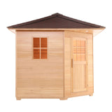 Aleko Canadian Hemlock Wet Dry Outdoor Sauna with Asphalt Roof - 9 kW ETL Certified Heater - 8 Person SKD8HEM-AP Aleko Outdoor Saunas