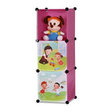 Aleko Childrens Collapsible Multipurpose Storage Cubes 3-Level Play Time Themed Pink SCAB01PK-AP Fun Zone