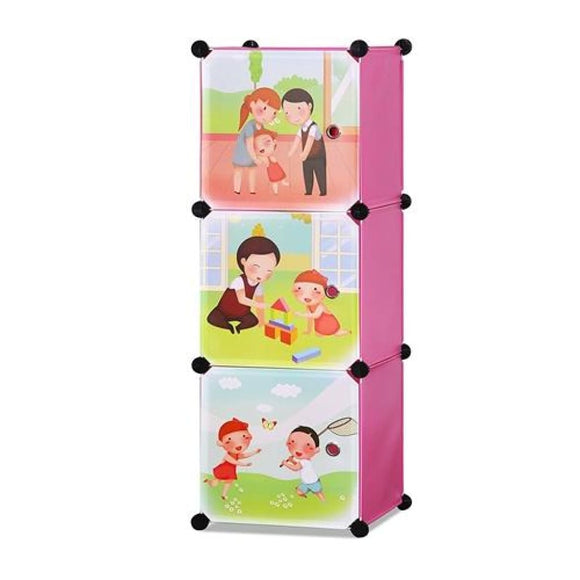 Aleko Childrens Collapsible Multipurpose Storage Cubes 3-Level Play Time Themed Pink SCAB01PK-AP Fun Zone