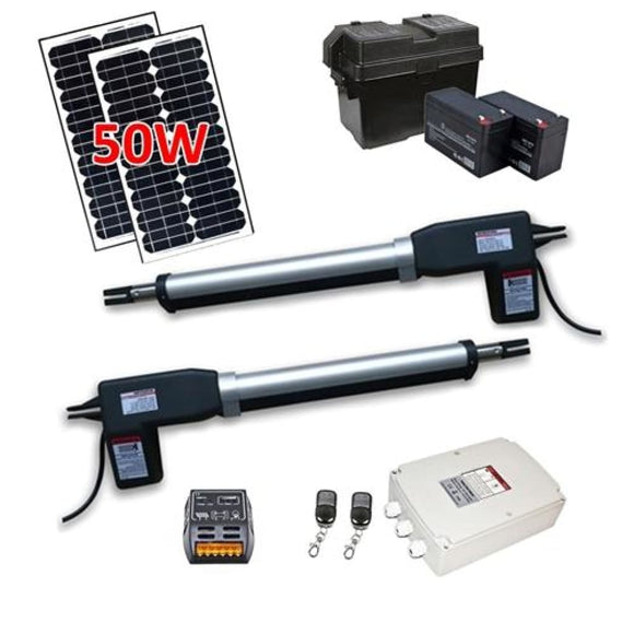 Aleko Dual Swing Gate Operator AS1200 AC/DC Solar Kit 50W AS1200SOL-AP Dual Swing Gate Operator