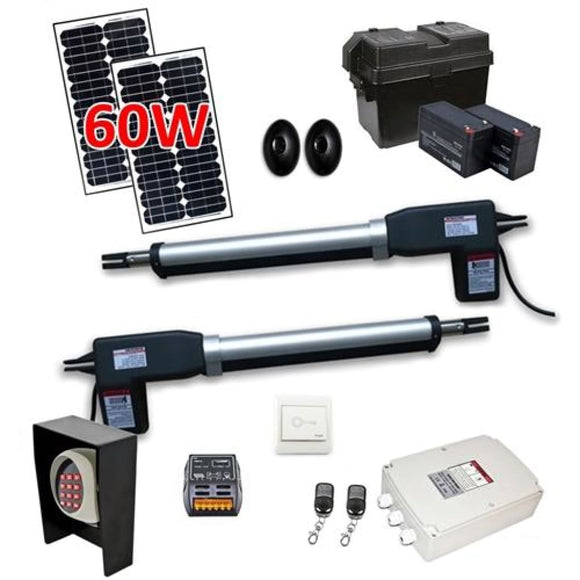 Aleko Dual Swing Gate Operator AS1200 AC/DC Solar Kit 60W AS1200FULL-AP Dual Swing Gate Operator