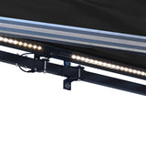 Aleko Half Cassette Motorized Retractable LED Luxury Patio Awning - 10 x 8 Feet - Black AWCL10X8BK81-AP Aleko Motorized LED Luxury Awnings 