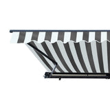 Aleko Half Cassette Motorized Retractable LED Luxury Patio Awning - 10 x 8 Feet - Gray and White Stripes AWCL10X8GRYWHT-AP Aleko Motorized 