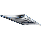 Aleko Half Cassette Motorized Retractable LED Luxury Patio Awning - 10 x 8 Feet - Gray and White Stripes AWCL10X8GRYWHT-AP Aleko Motorized 
