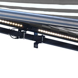 Aleko Half Cassette Motorized Retractable LED Luxury Patio Awning - 12 x 10 Feet - Gray and White Stripes AWCL12X10GRYWHT-AP Aleko Motorized