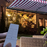 Aleko Half Cassette Motorized Retractable LED Luxury Patio Awning - 12 x 10 Feet - Sand AWCL12X10SAND31-AP Aleko Motorized LED Luxury 